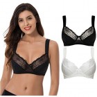 Curve Muse Womens Plus Size Minimizer Underwire Bra with Lace Embroidery-2 Pack- Black Butter Milk-46DDDD