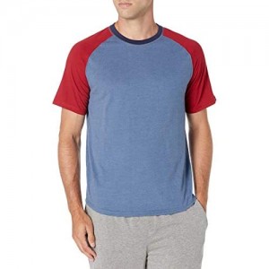 Izod Herren Short Sleeve Poly Sueded Jersey Colorblocked Raglan Crew Neck Pyjama-Oberteil (Top)
