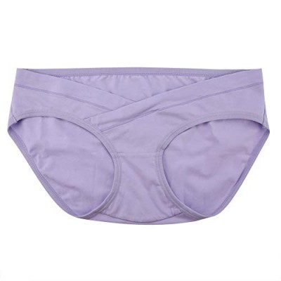 Damen Cotton Briefs Schwangerschaftsunterwäsche Hosen Cotton Elastic Unterhose mit niedriger Taille(L-lila)
