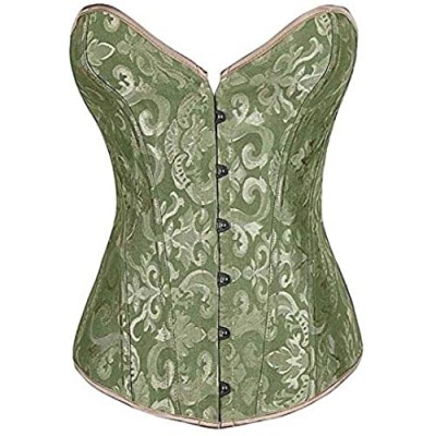 TTCI-RR Korsagen Bustiers Einfacher Eleganter Korsett Overbust Bustier Plastik Entbeinte for Frauen Blumenkorsett Shapewear Outfit (Color : Green Size : L)